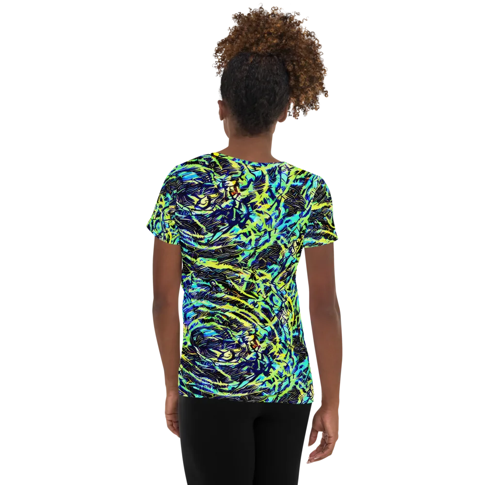 Electric Aviary on Women's Athletic T-Shirt — Back
