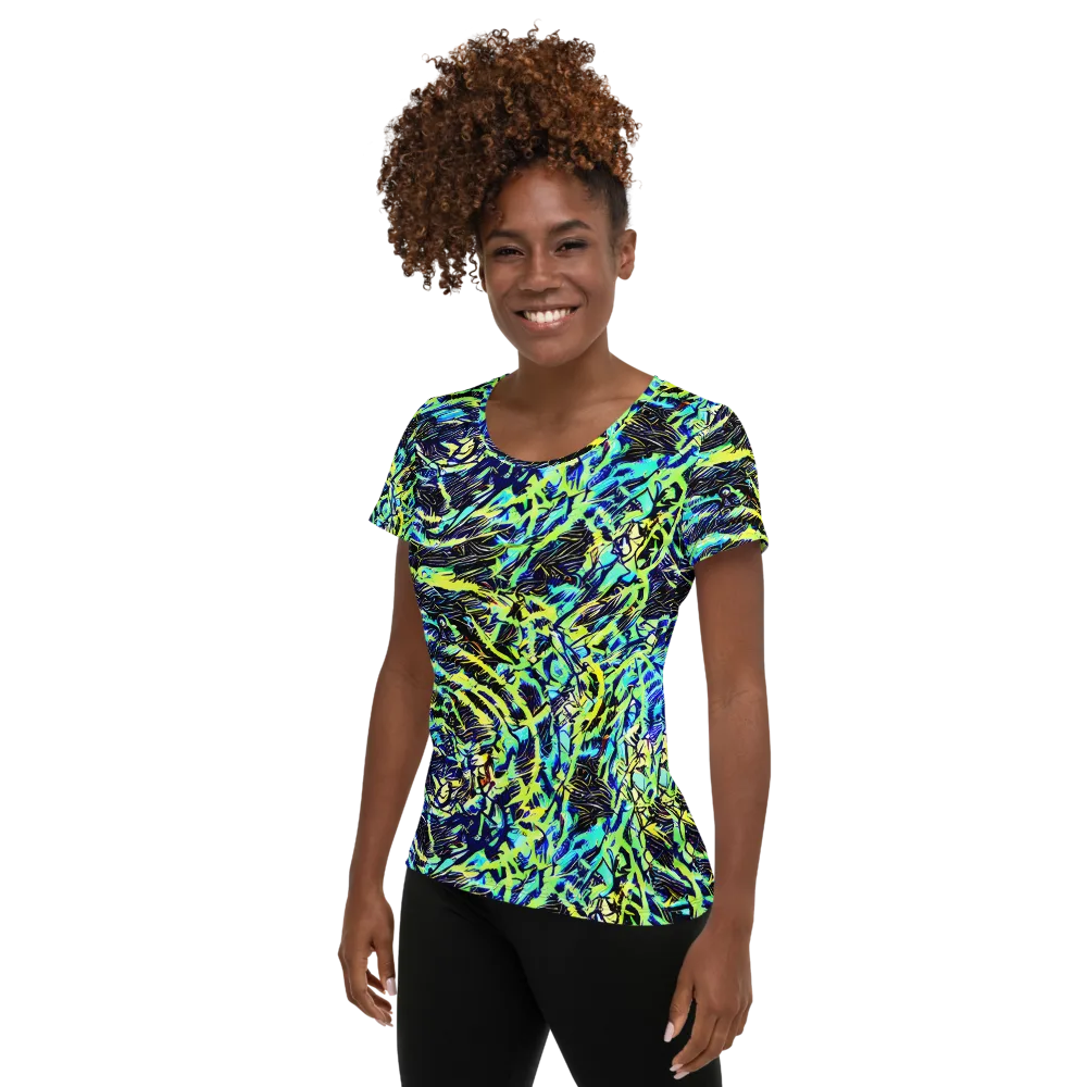 Electric Aviary on Women's Athletic T-Shirt — Left