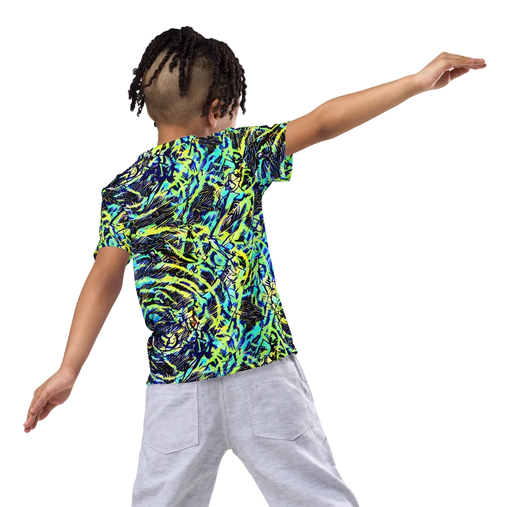 Electric Aviary on Kids Crew Neck T-Shirt — Back