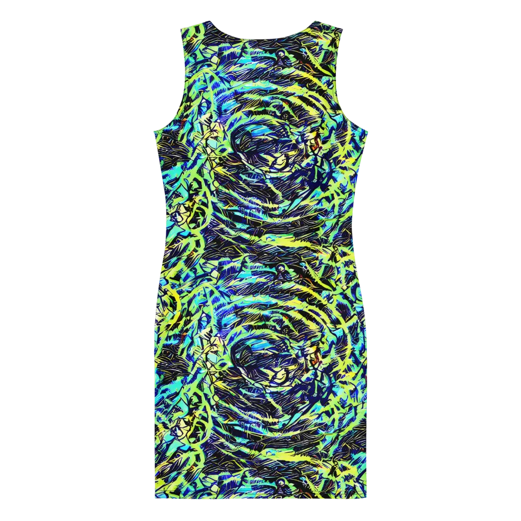 Electric Aviary on Bodycon Dress — Back