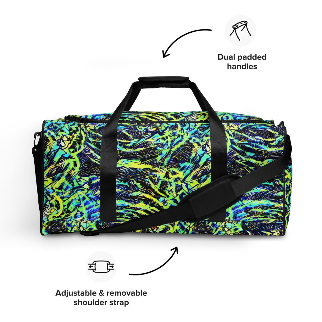 Electric Aviary on Duffle Bag — Front