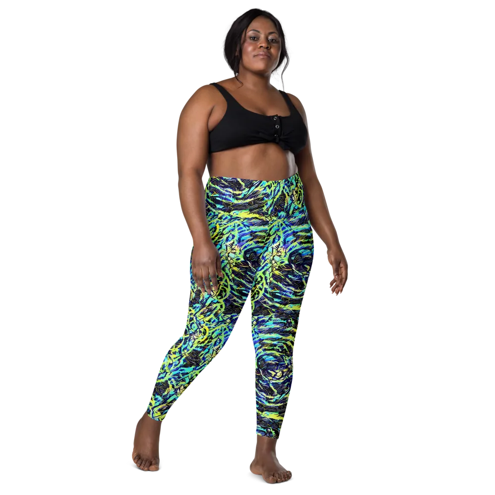 Electric Aviary on Leggings with Pockets — Front