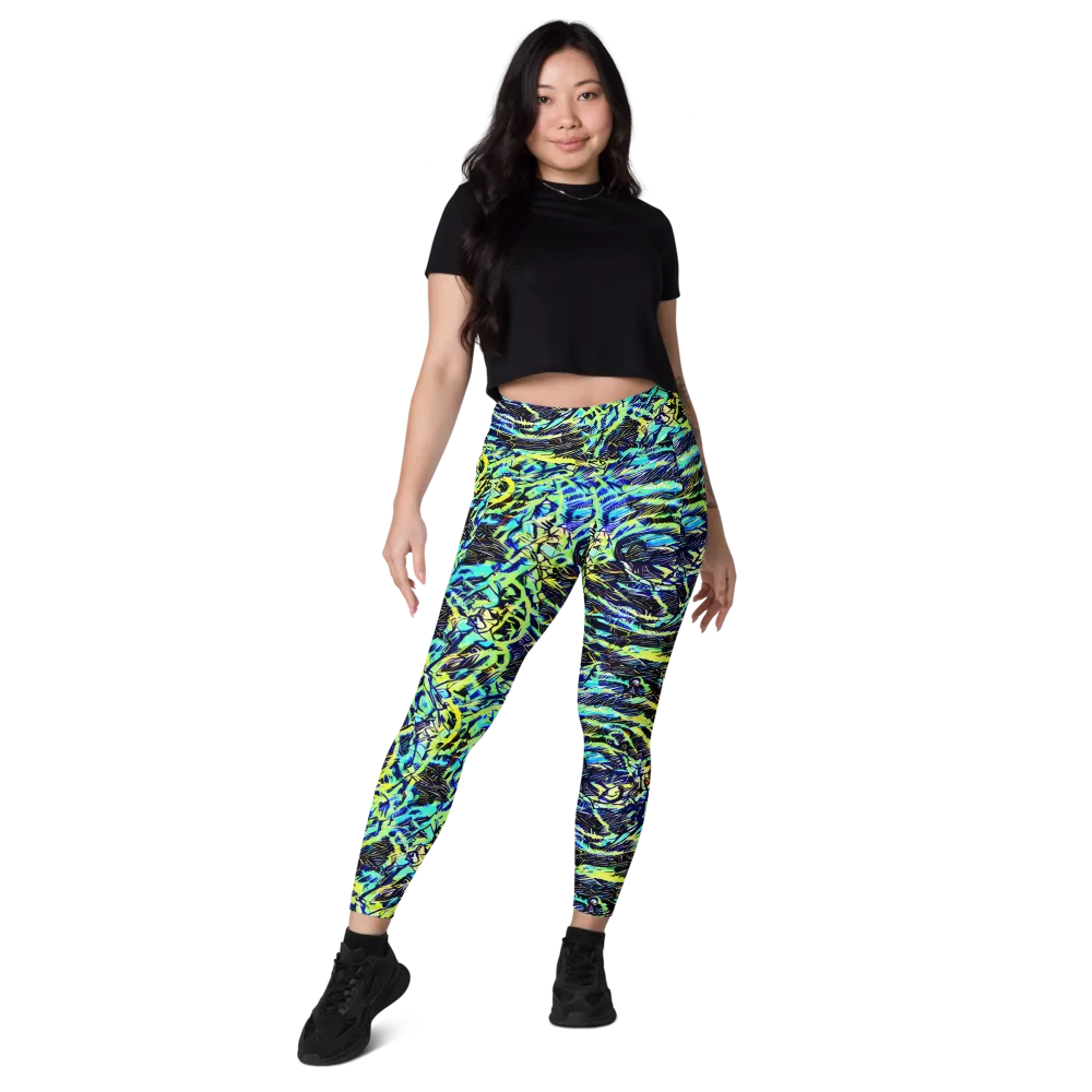 Electric Aviary on Leggings with Pockets — Front