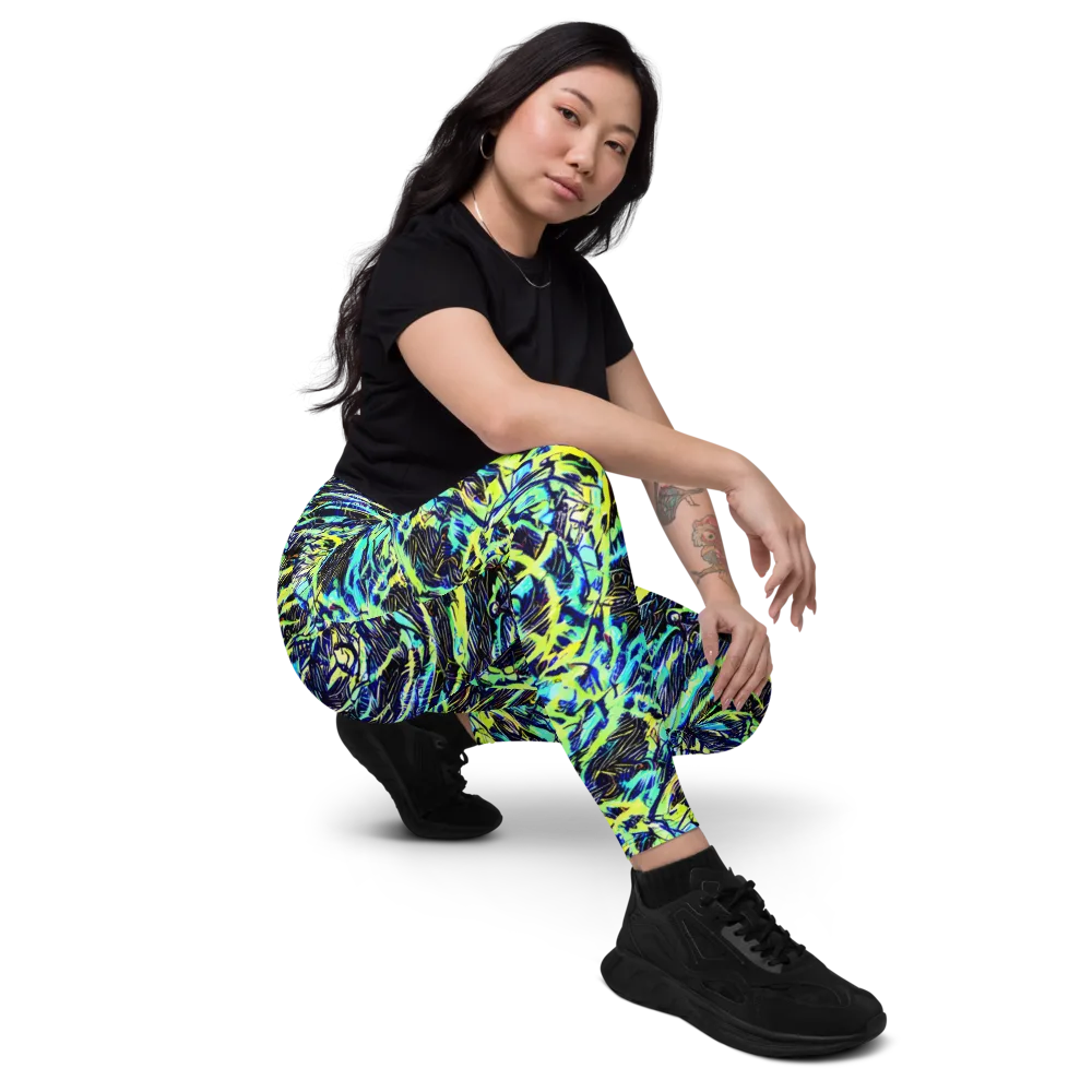 Electric Aviary on Leggings with Pockets — Right Front