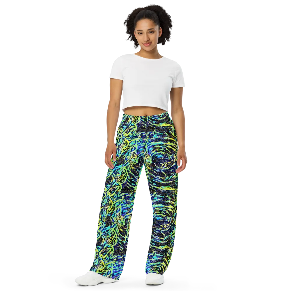 Electric Aviary on Wide-Leg Pants — Front