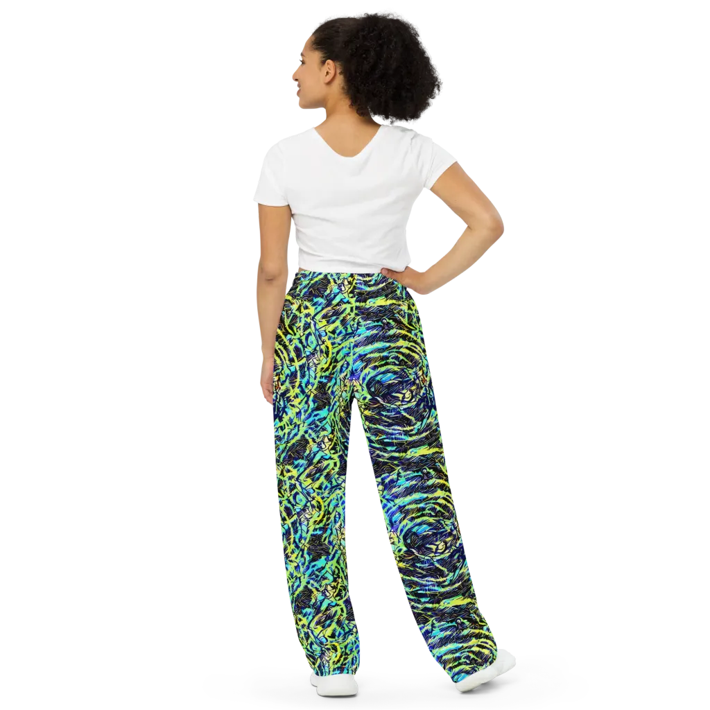 Electric Aviary on Wide-Leg Pants — Back