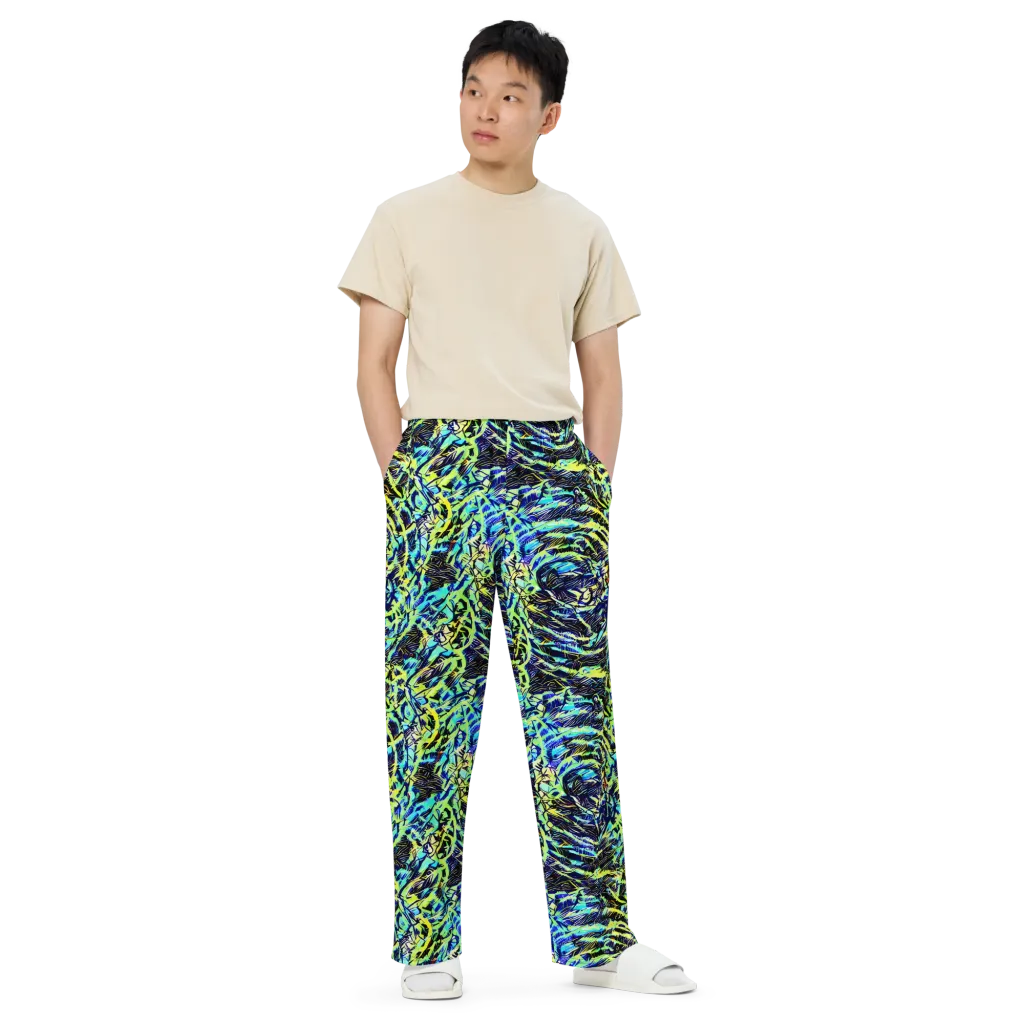 Electric Aviary on Wide-Leg Pants — Front