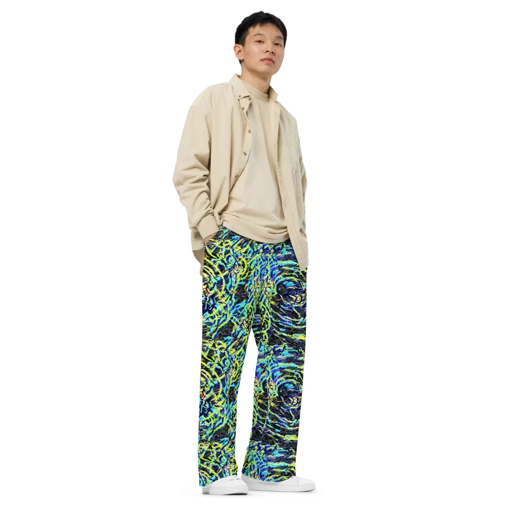 Electric Aviary on Wide-Leg Pants — Right Front