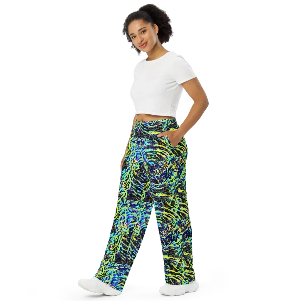 Electric Aviary on Wide-Leg Pants — Left Front