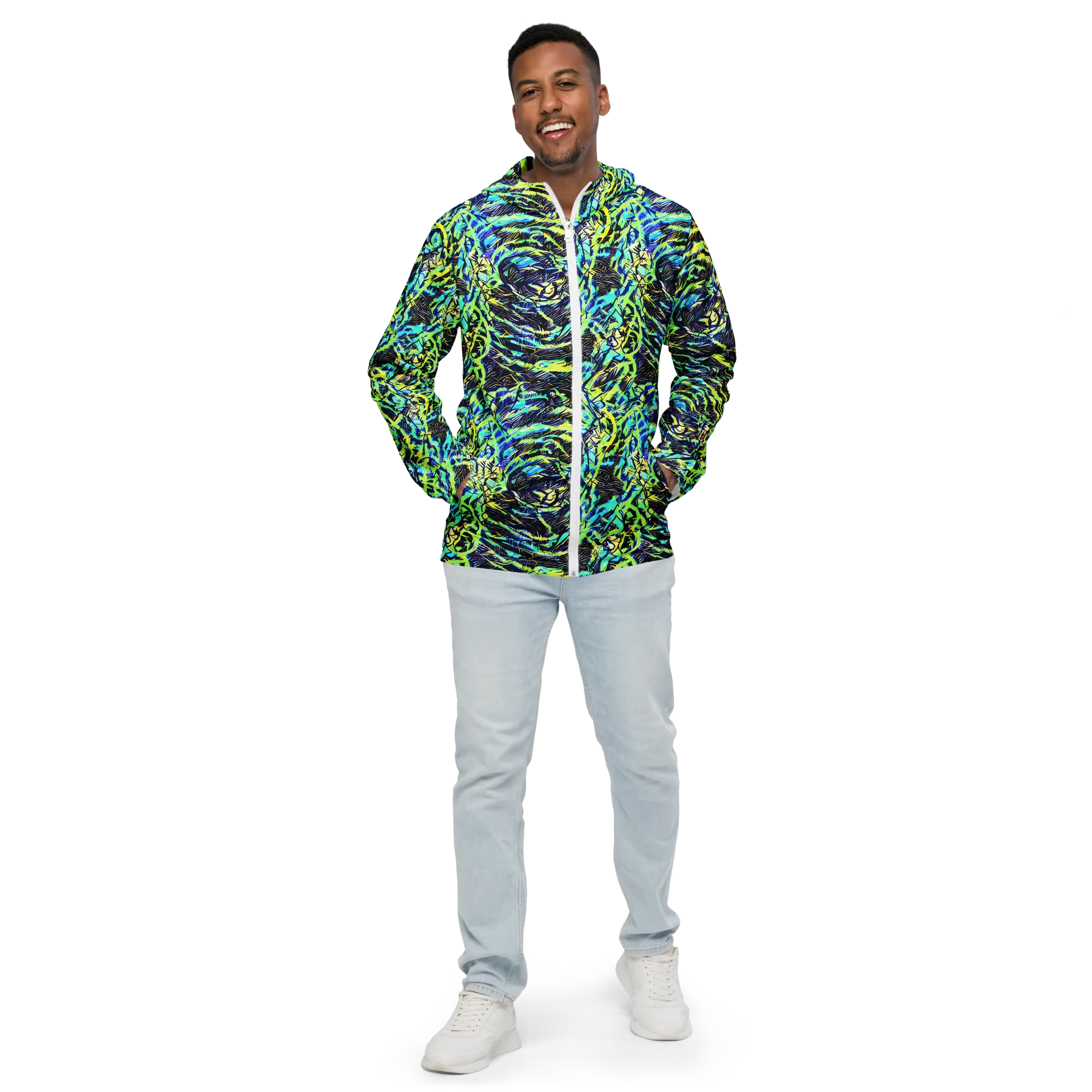 Electric Aviary on Men's Windbreaker — Front