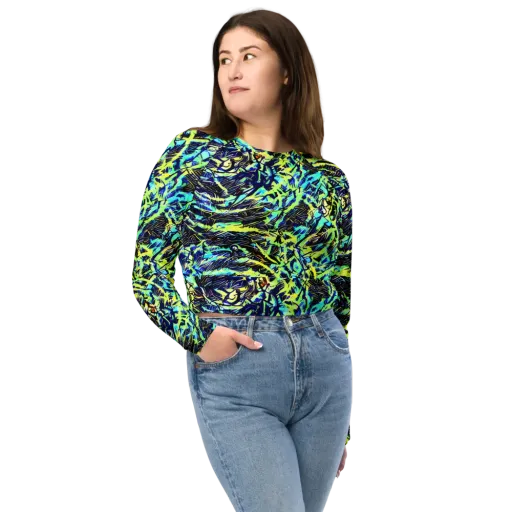 Electric Aviary on a Long Sleeve Crop Top