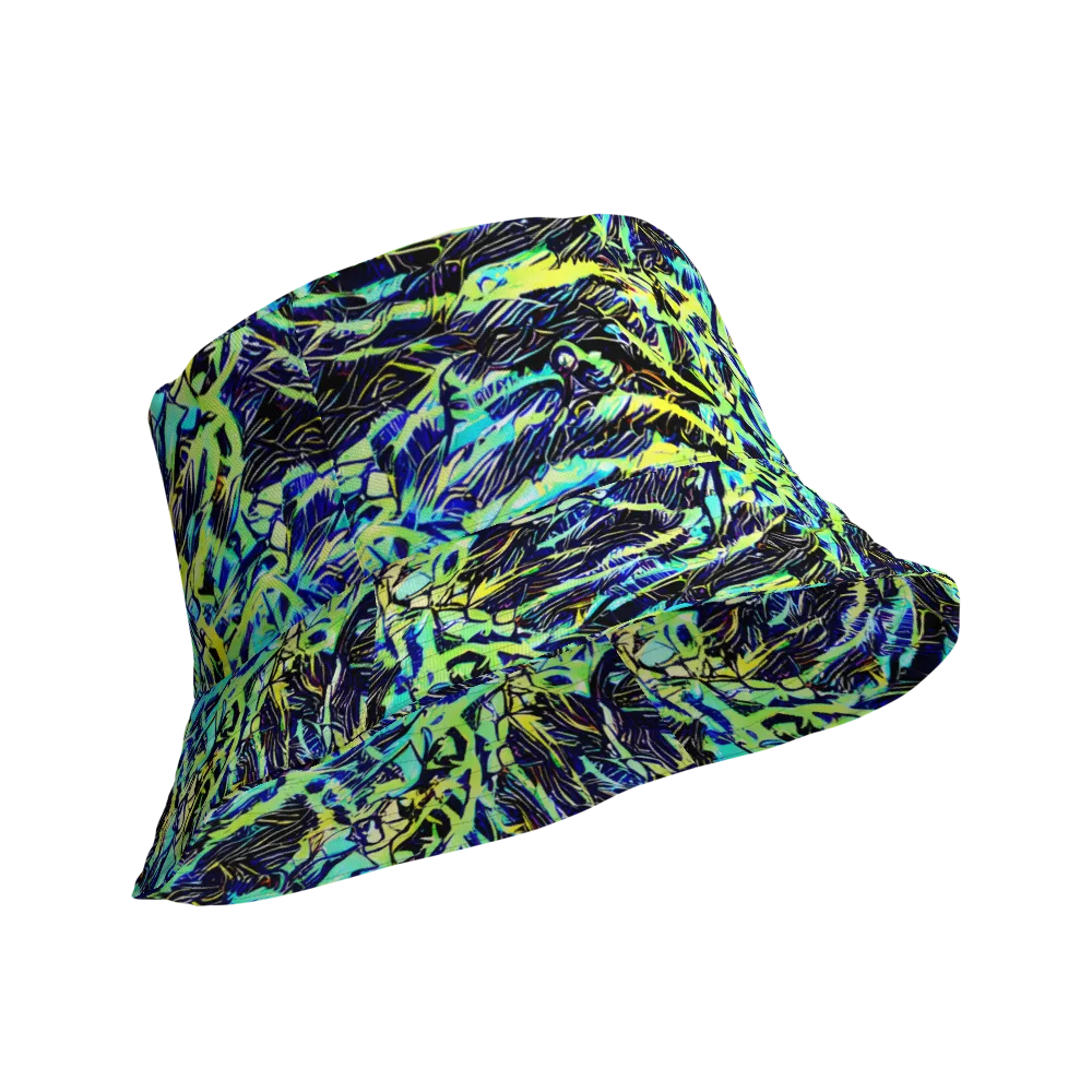 Electric Aviary on Reversible Bucket Hat — Product details Outside