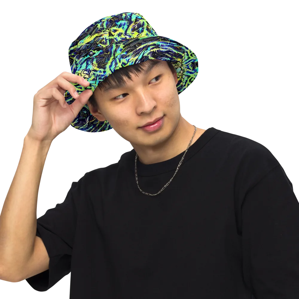 Electric Aviary on Reversible Bucket Hat — Front Inside