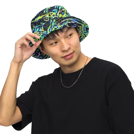 Electric Aviary on a Reversible Bucket Hat