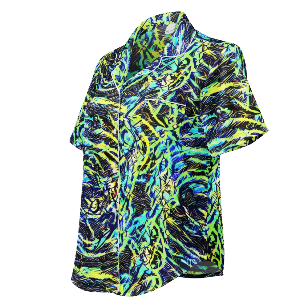 Electric Aviary on Women's Short Sleeve Pajama Top — Left Front