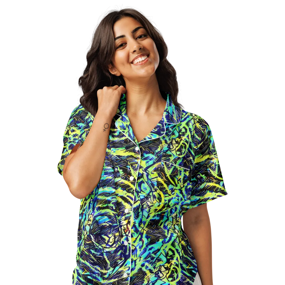 Electric Aviary on Women's Short Sleeve Pajama Top — Front