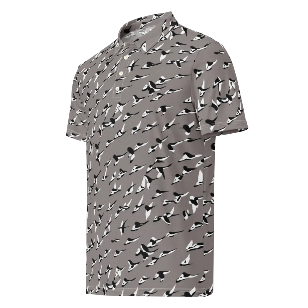 Monochrome Migration on Men's Slim Fit Polo Shirt — Left Front