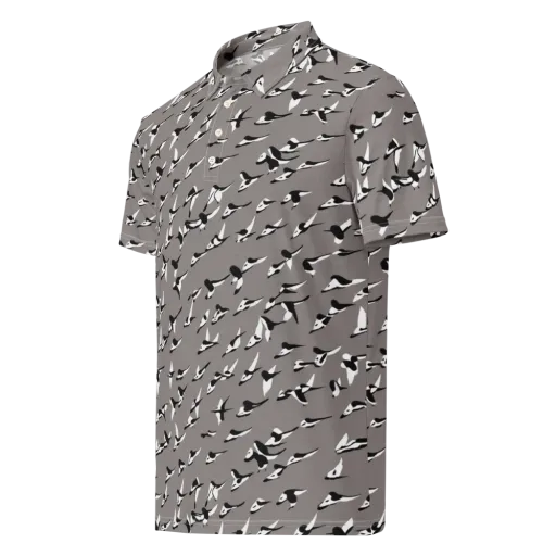 Monochrome Migration on a Men's Slim Fit Polo Shirt