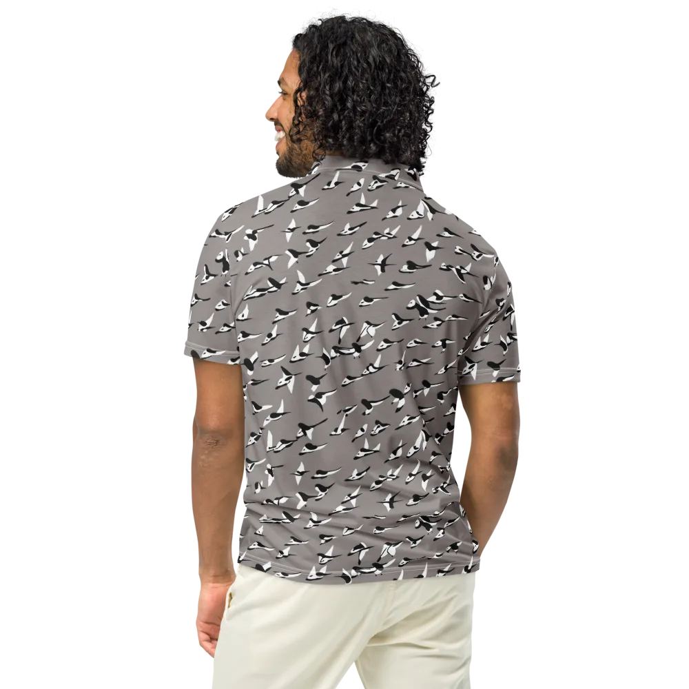 Monochrome Migration on Men's Slim Fit Polo Shirt — Back