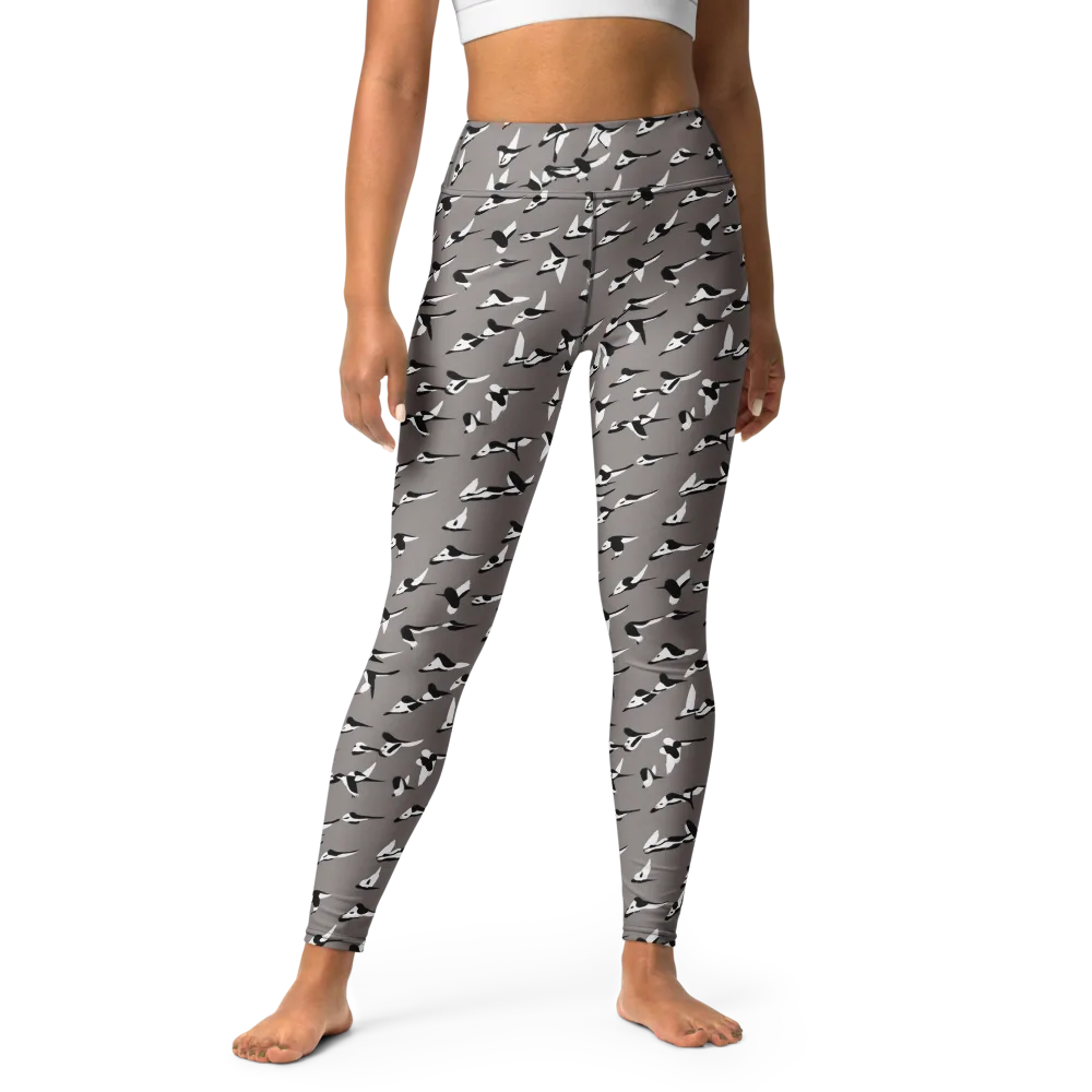 Monochrome Migration on Yoga Leggings — Front