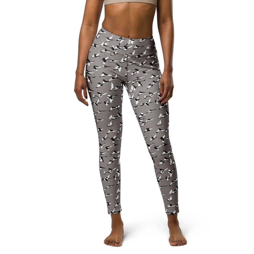 Monochrome Migration on Yoga Leggings — Front