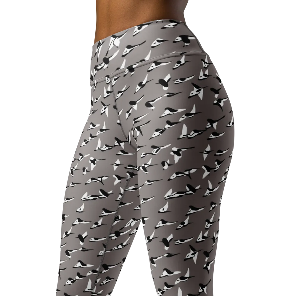 Monochrome Migration on Yoga Leggings — Left Front
