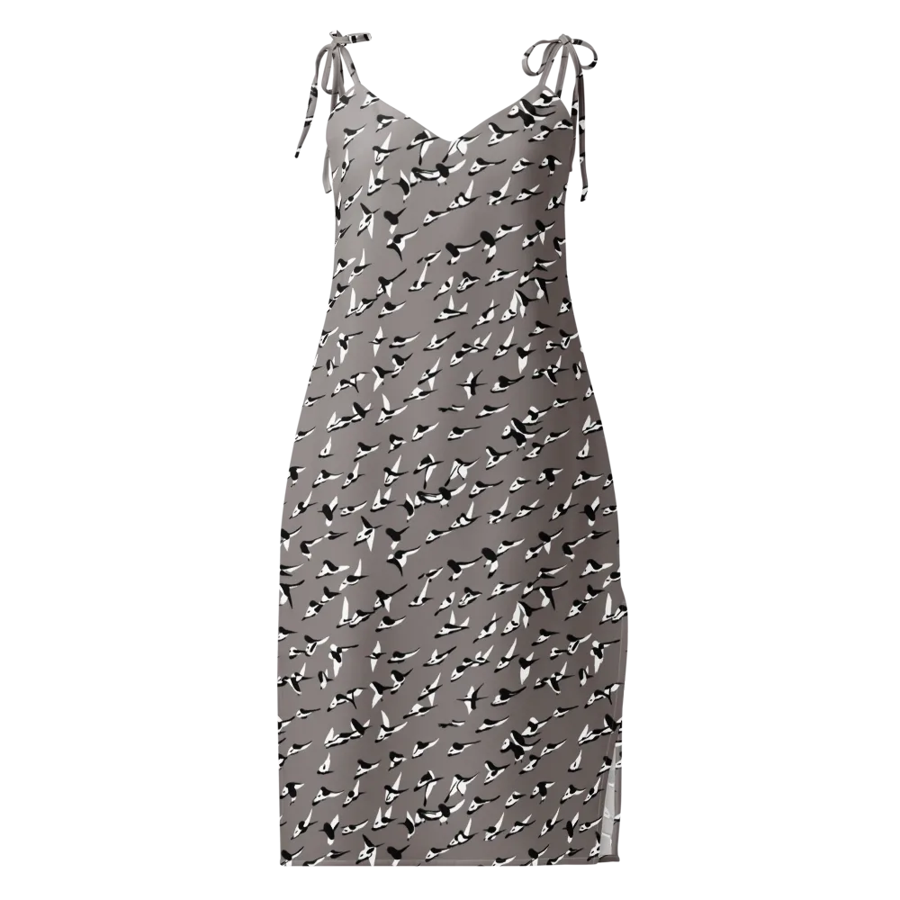 Monochrome Migration on Slip Dress — Front