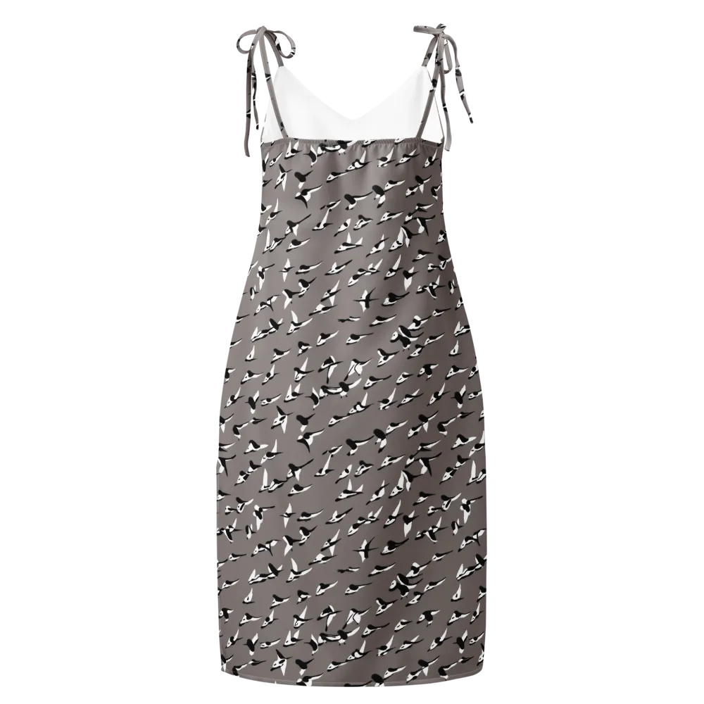Monochrome Migration on Slip Dress — Back