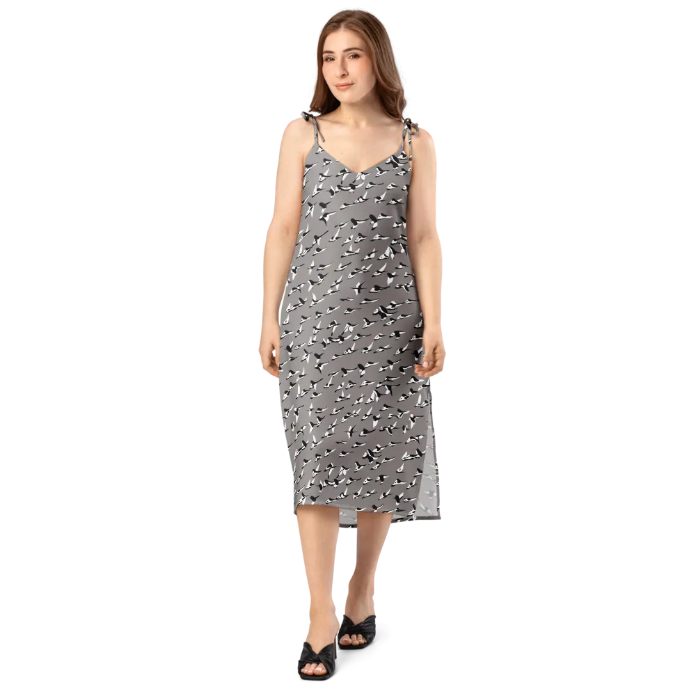 Monochrome Migration on Slip Dress — Front
