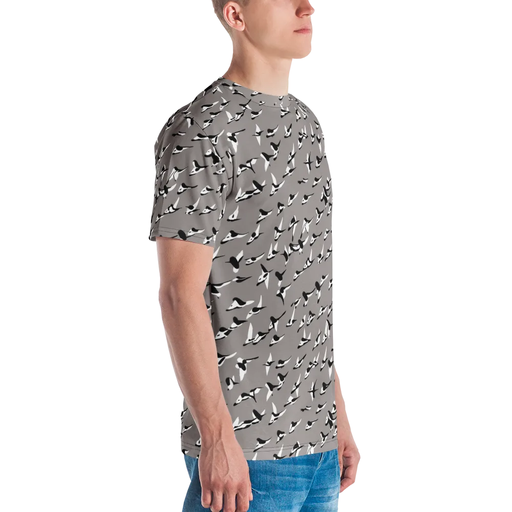 Monochrome Migration on Men's Crew Neck T-Shirt — Right