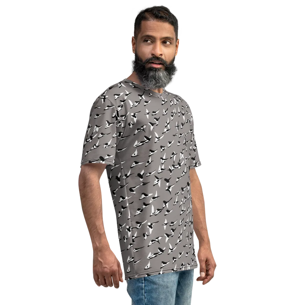 Monochrome Migration on Men's Crew Neck T-Shirt — Right