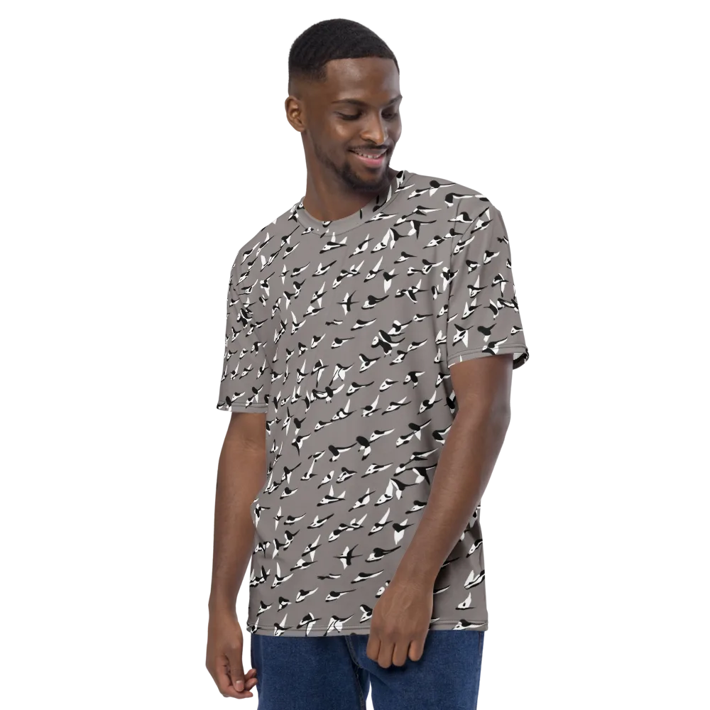 Monochrome Migration on Men's Crew Neck T-Shirt — Left