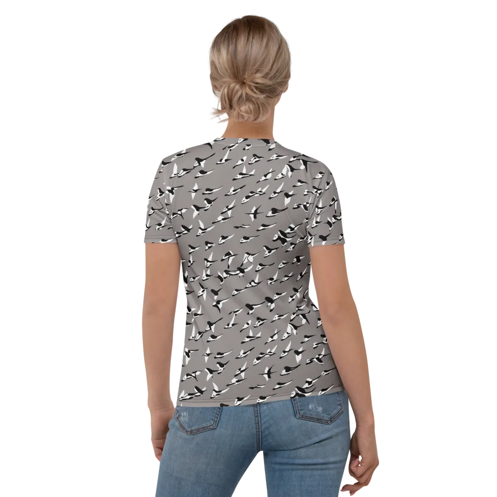 Monochrome Migration on Women's Crew Neck T-Shirt — Back
