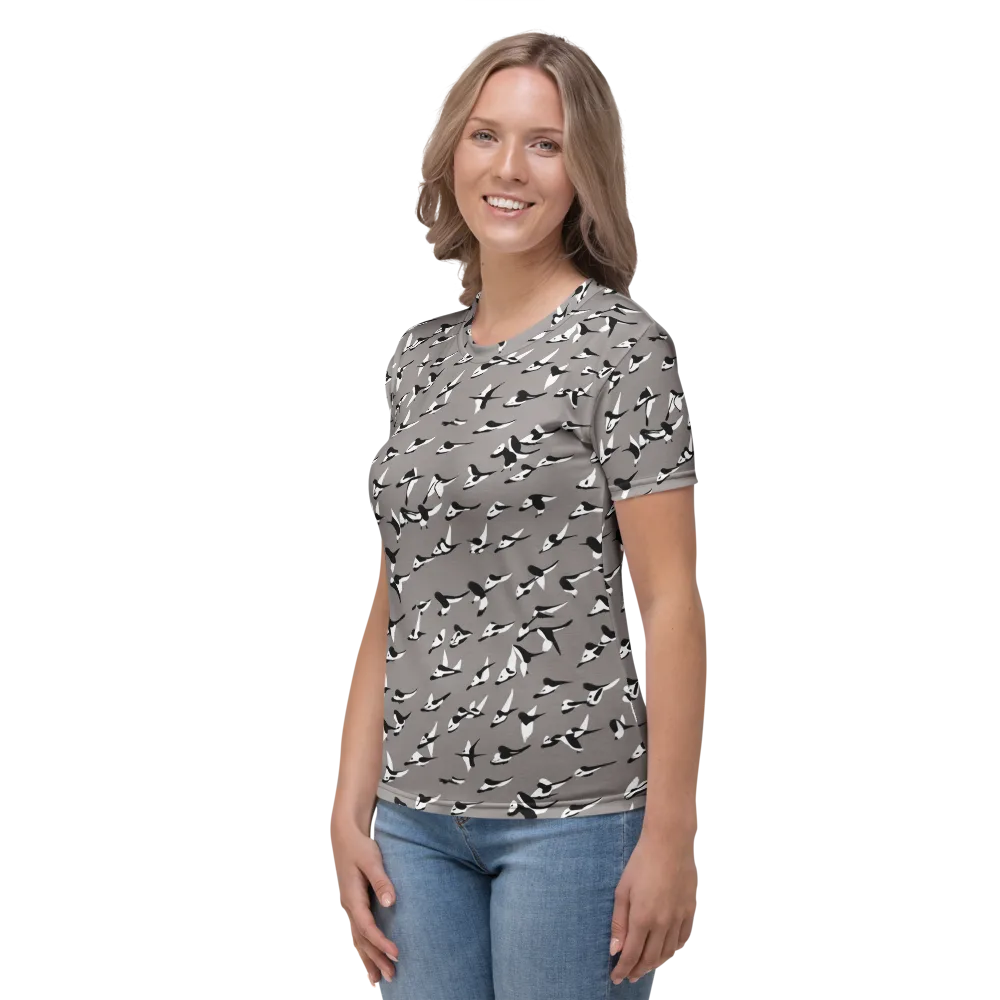 Monochrome Migration on Women's Crew Neck T-Shirt — Left