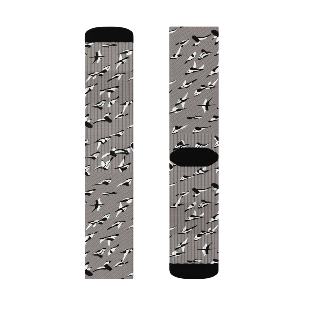 Monochrome Migration on Socks — Left Sock