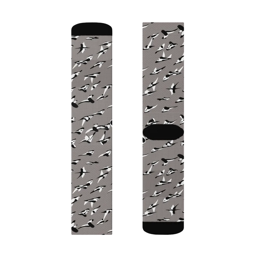 Monochrome Migration on Socks — Right Sock