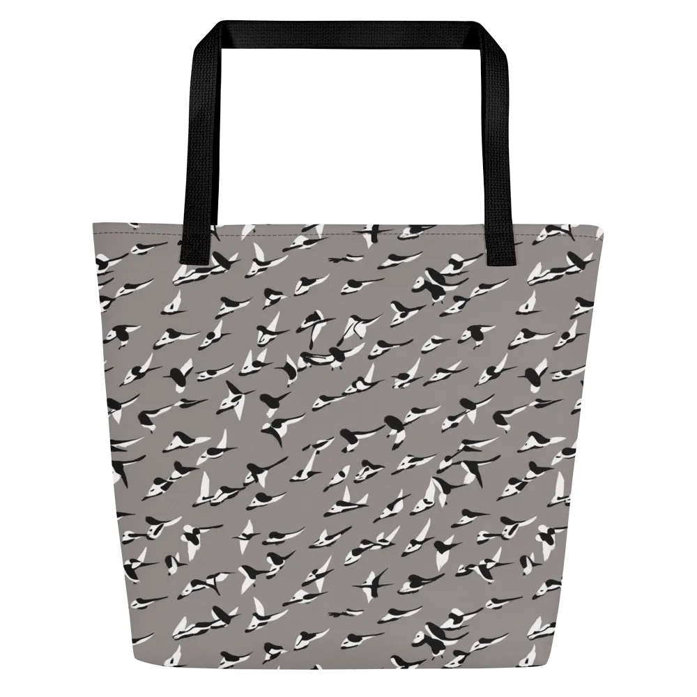 Monochrome Migration on Large Tote Bag W/ Pocket — Front