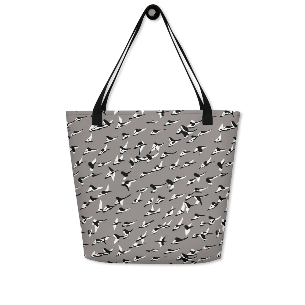 Monochrome Migration on Large Tote Bag W/ Pocket — Front