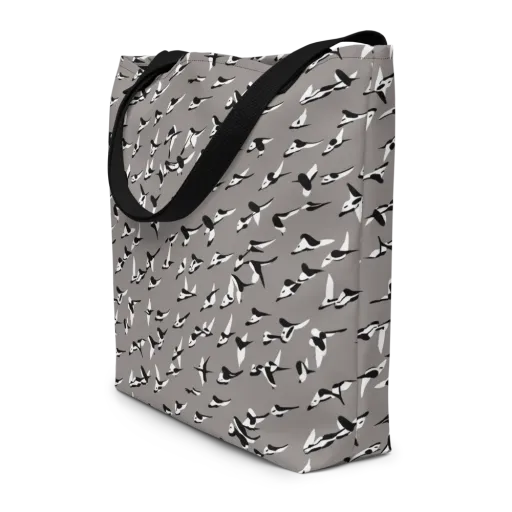 Monochrome Migration on a Large Tote Bag W/ Pocket