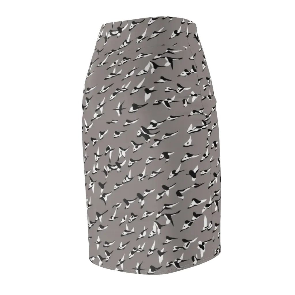Monochrome Migration on Pencil Skirt — Back Side
