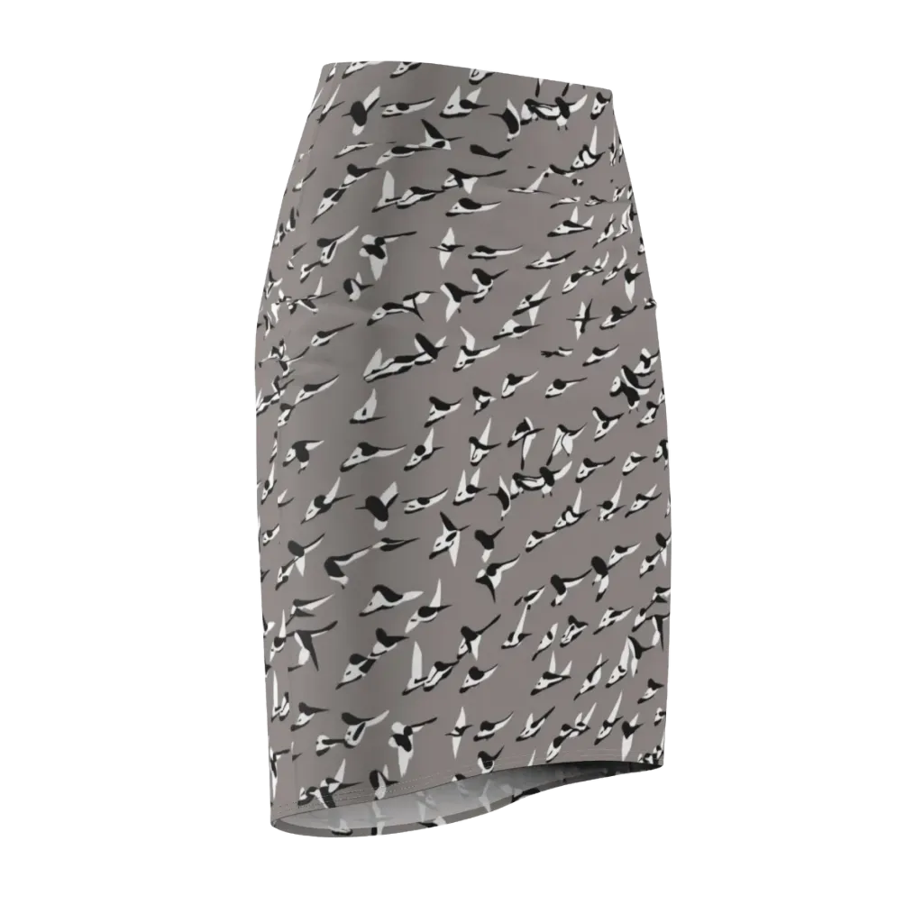 Monochrome Migration on Pencil Skirt — Front Side