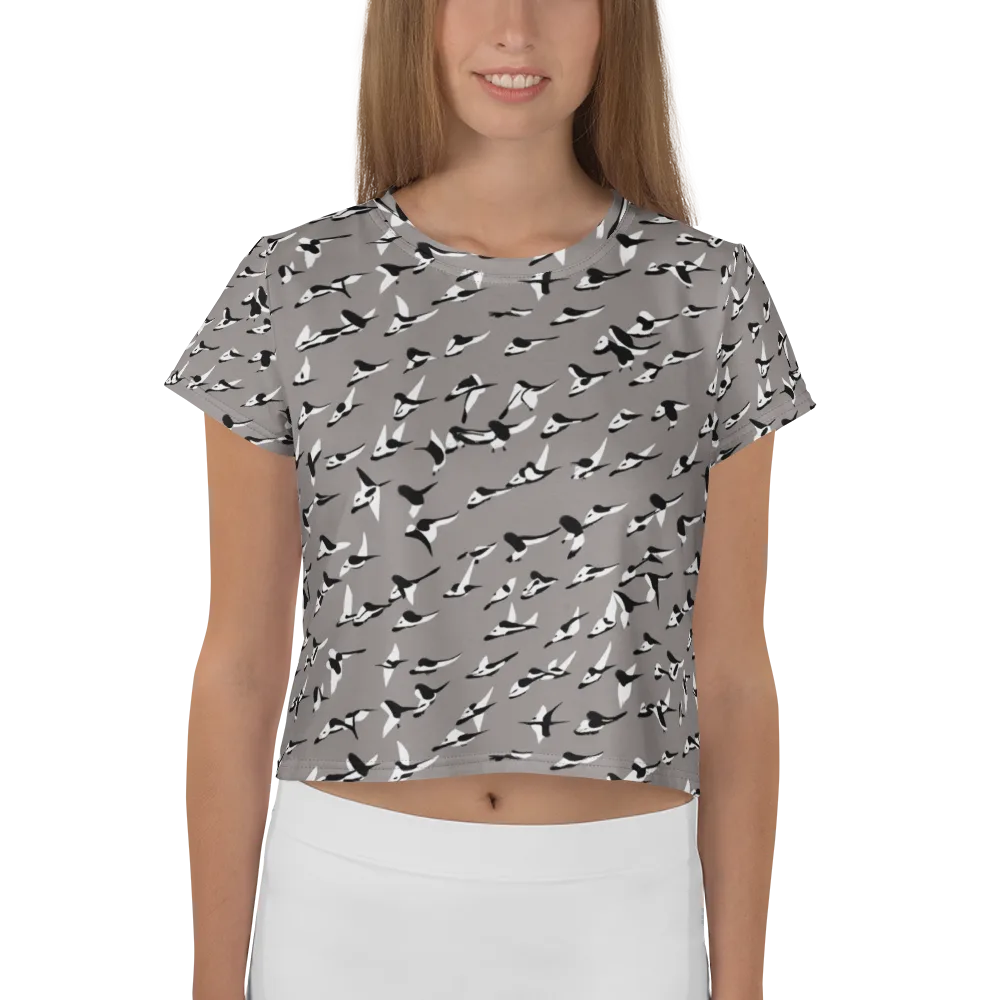 Monochrome Migration on Crop Tee — Front