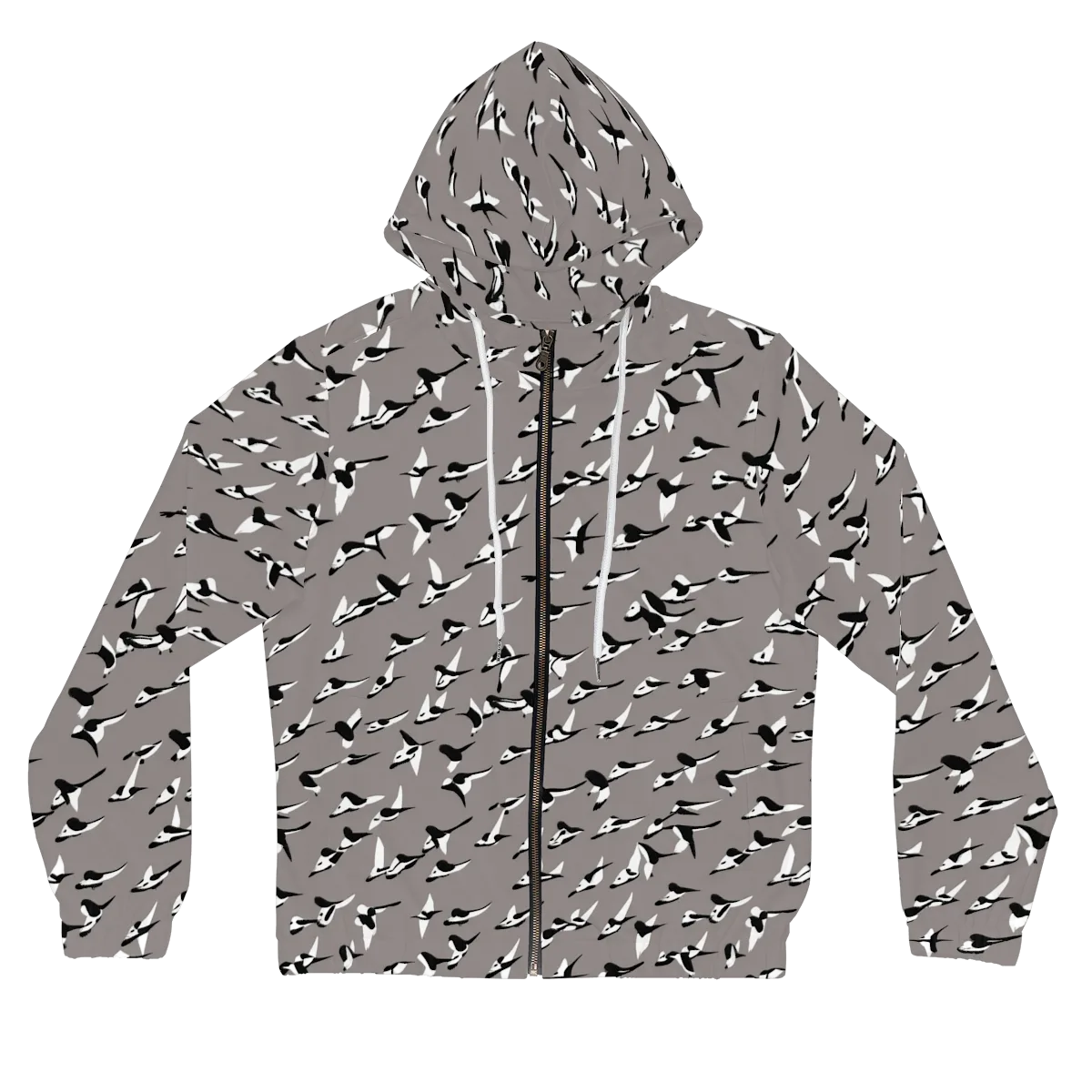 Monochrome Migration on Women's Full-Zip Hoodie — Front