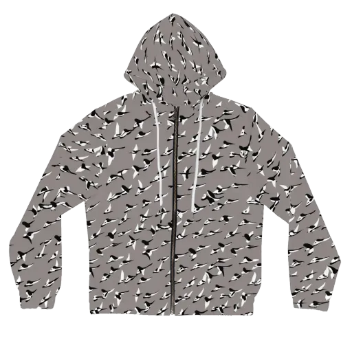 Monochrome Migration on a Women's Full-Zip Hoodie