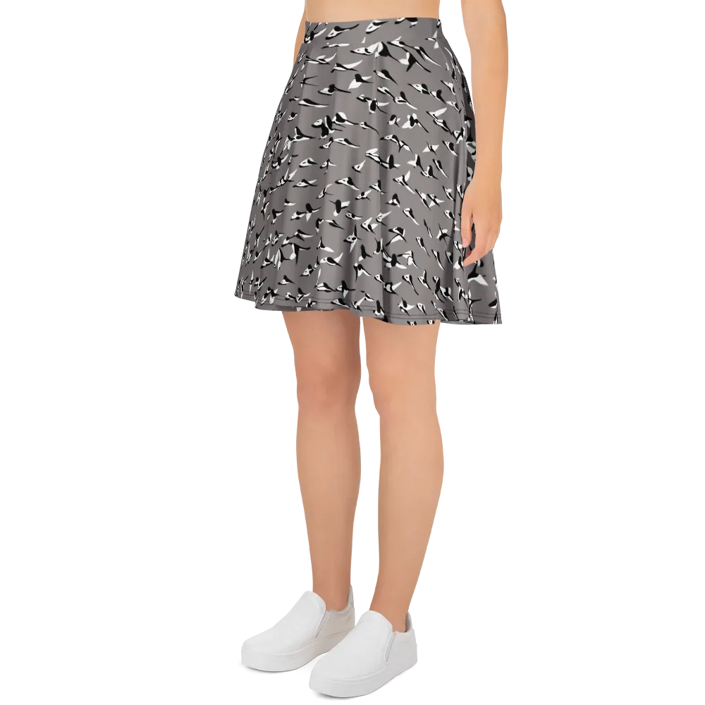 Monochrome Migration on Skater Skirt — Left
