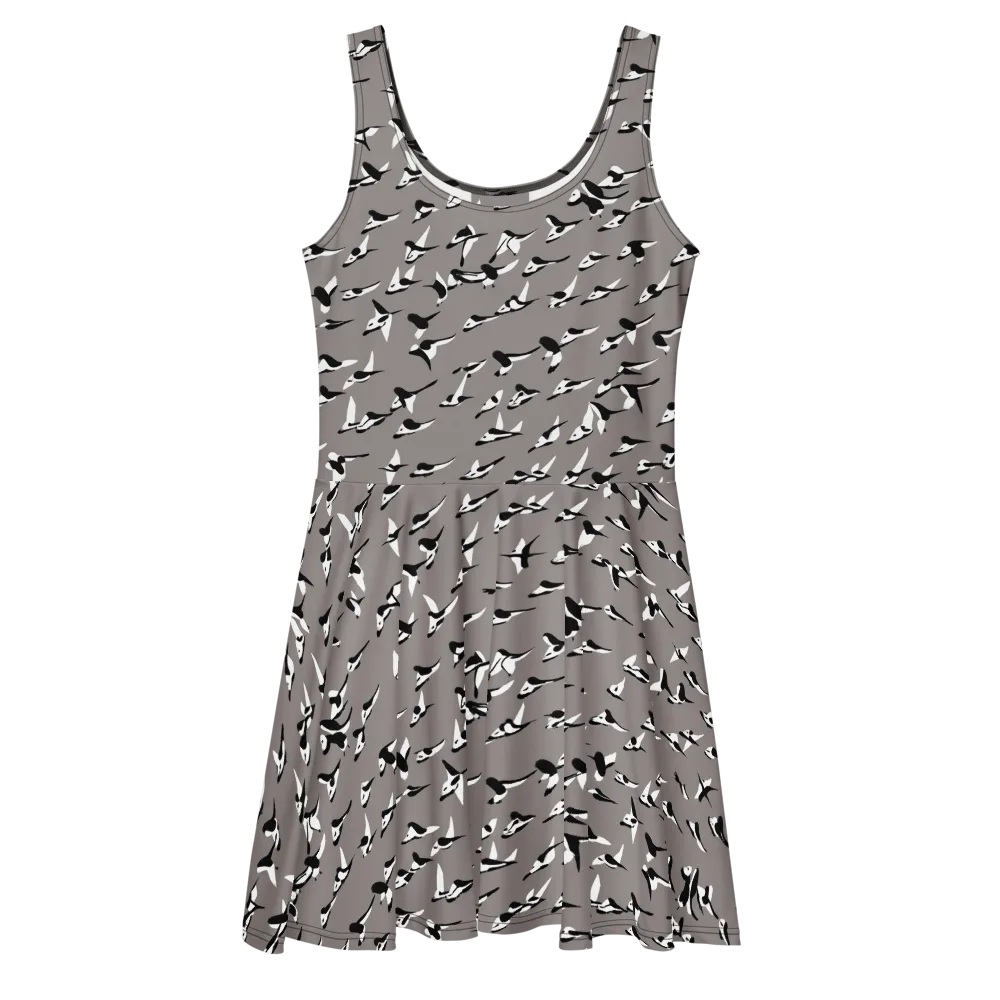 Monochrome Migration on Skater Dress — Front