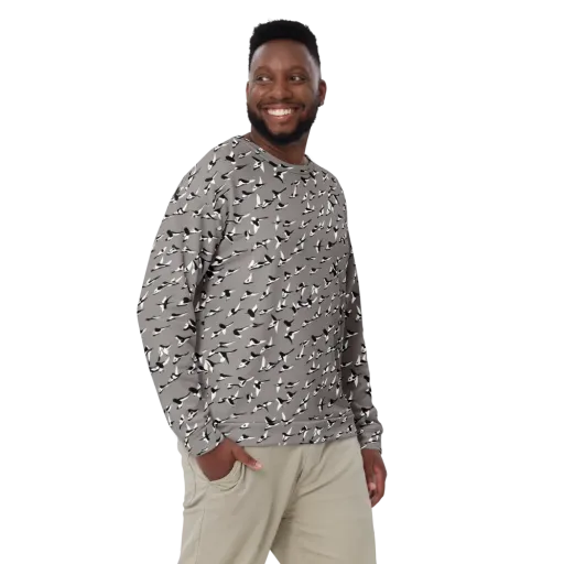 Monochrome Migration on a Sweatshirt