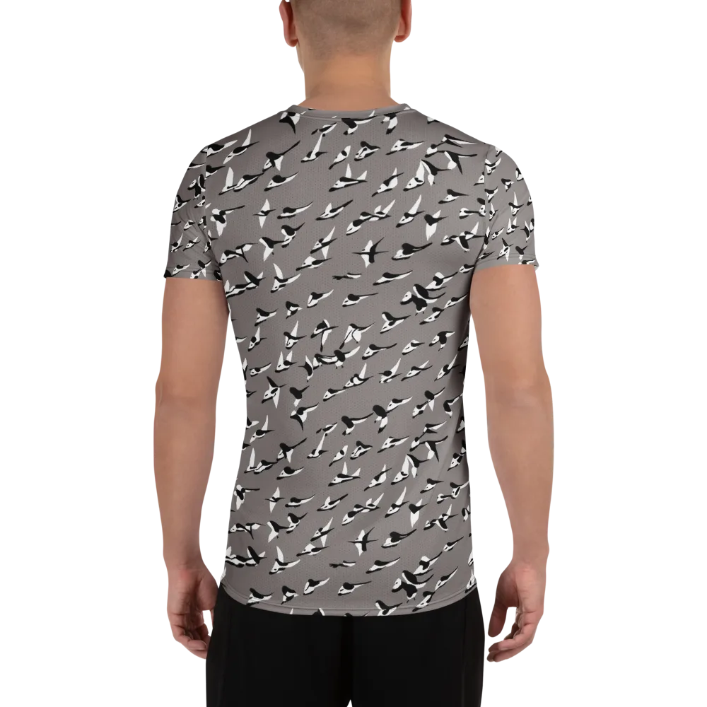 Monochrome Migration on Men's Athletic T-Shirt — Back