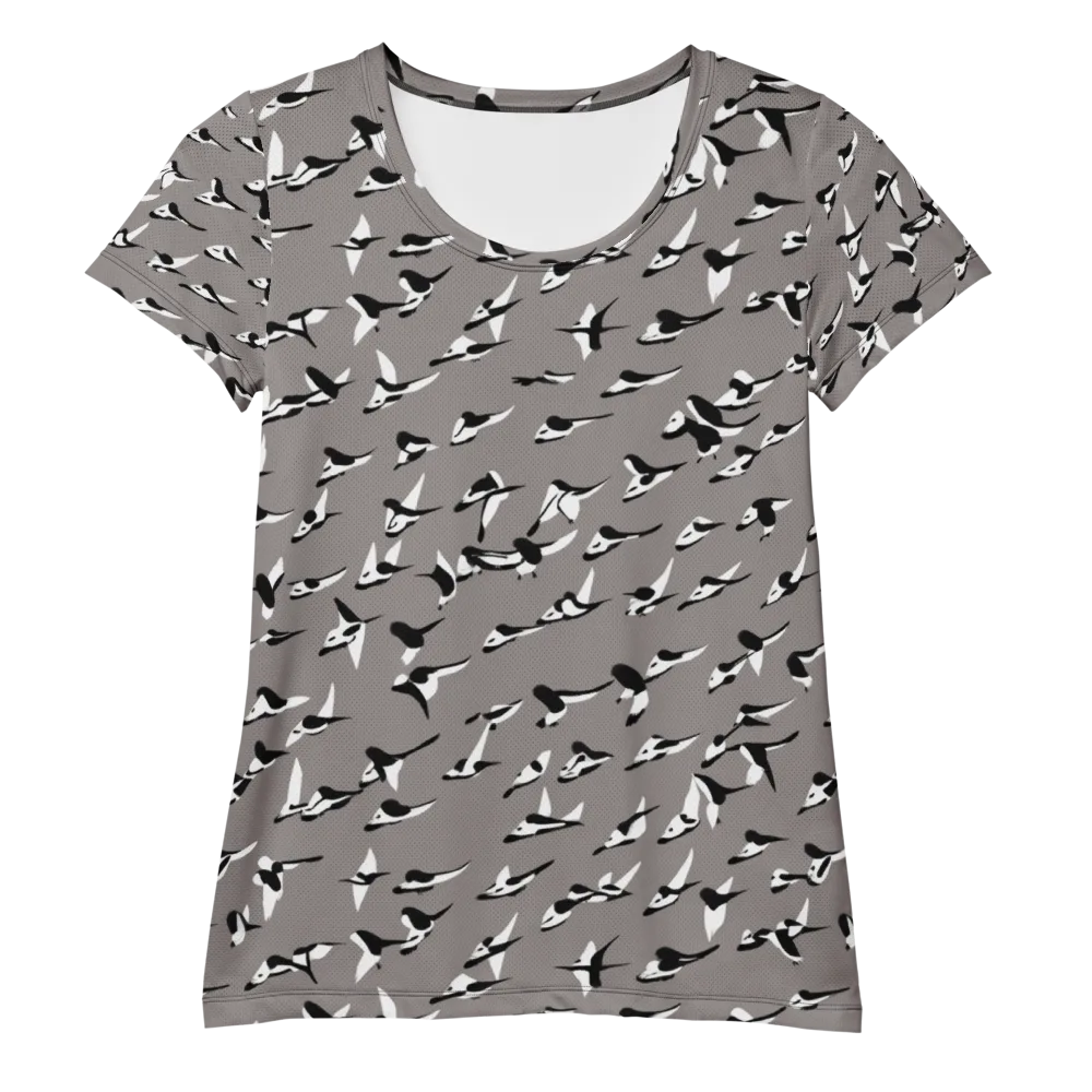 Monochrome Migration on Women's Athletic T-Shirt — Front