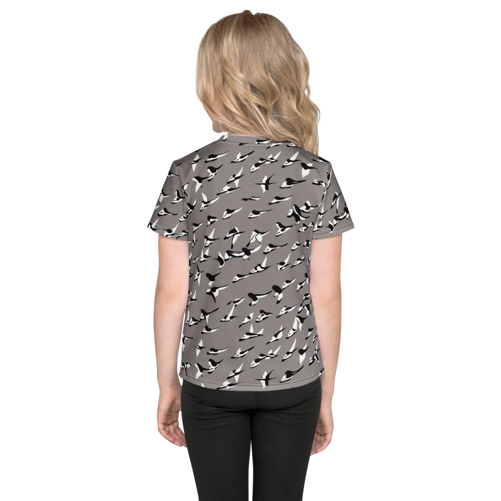 Monochrome Migration on Kids Crew Neck T-Shirt — Back